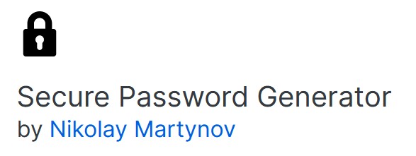 Secure Password Generator by Nikolay Martynov
